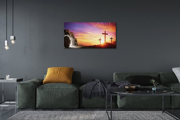 Quadro su tela Attraversa la grotta del tramonto 100x50 cm