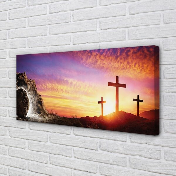 Quadro su tela Attraversa la grotta del tramonto 100x50 cm