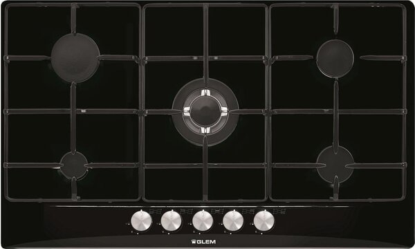 Glem Gas Piano Cottura a Gas 5 Fuochi 86 Cm colore Nero - GT955BK