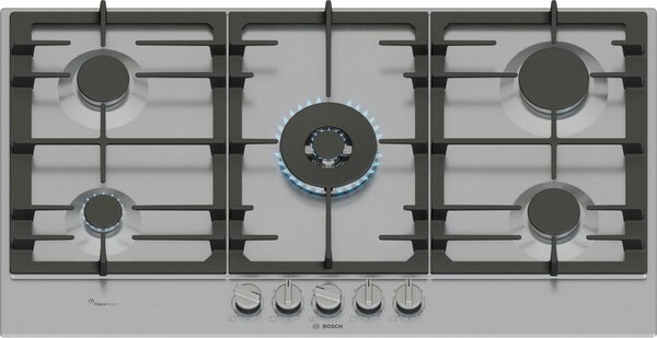 Bosch Piano Cottura a Gas 5 Fuochi 90 cm con Griglia in Ghisa colore Inox - PCR9A5I90