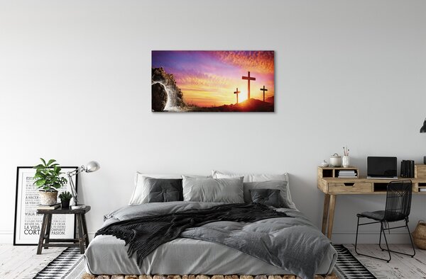 Quadro su tela Attraversa la grotta del tramonto 100x50 cm