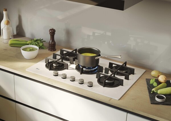 Hoover Piano Cottura a Gas 5 Fuochi 75 cm in Vetro Temperato colore Bianco H-HOB 300 - HVG74C3W