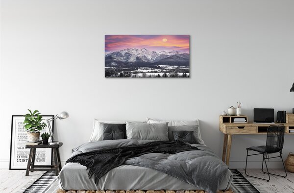 Quadro su tela Montagne Snow invernale 100x50 cm