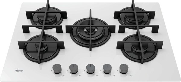 Hoover Piano Cottura a Gas 5 Fuochi 75 cm in Vetro Temperato colore Bianco H-HOB 300 - HVG74C3W