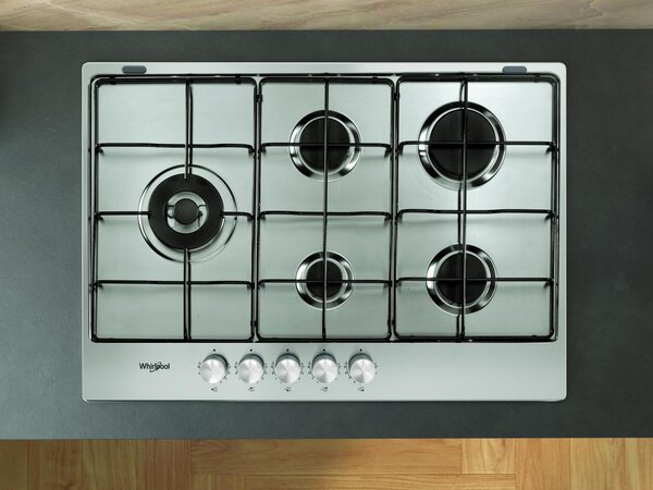 Whirlpool Piano Cottura a Gas 5 Fuochi Larghezza 75 cm colore Inox - KGML 751 IX