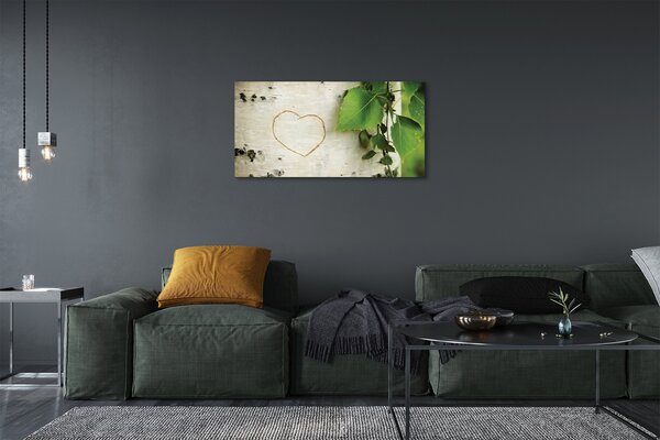 Quadro su tela Foglie di cuore di betulla 100x50 cm