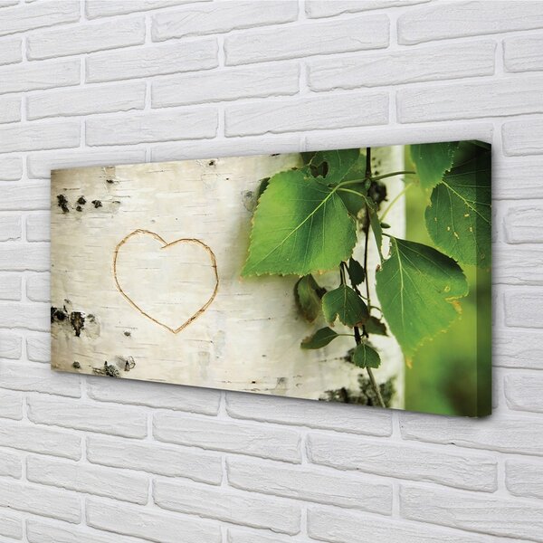 Quadro su tela Foglie di cuore di betulla 100x50 cm