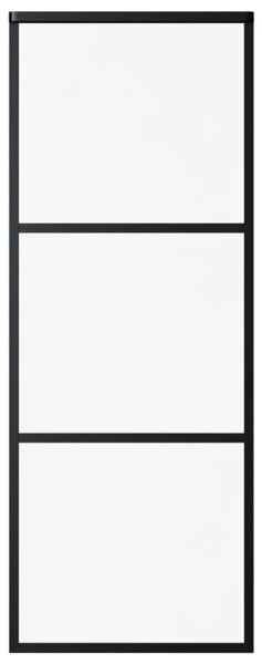 Porta Scorrevole a 3 pannelli in Vetro ESG e Alluminio 76x205 cm Nera