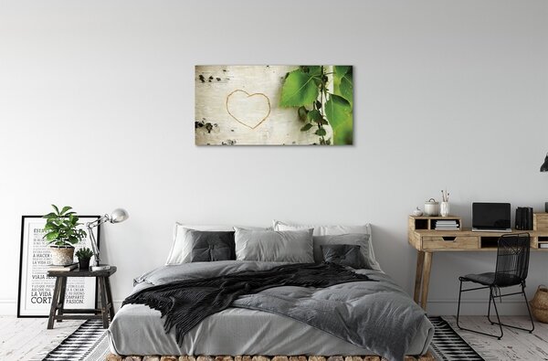 Quadro su tela Foglie di cuore di betulla 100x50 cm