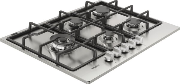 Whirlpool Piano Cottura a Gas 5 Fuochi da Incasso 75 Cm in Acciaio Inox - TGML 761 IX R