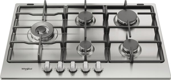 Whirlpool Piano Cottura a Gas 5 Fuochi da Incasso 75 Cm in Acciaio Inox - TGML 761 IX R