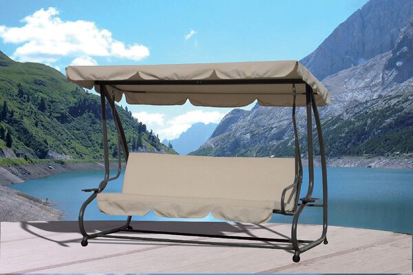 Giardini del Re Dondolo da Giardino 3 Posti Reclinabile a Letto con Tettuccio Parasole in Acciaio 230x120x170h cm - Sofa