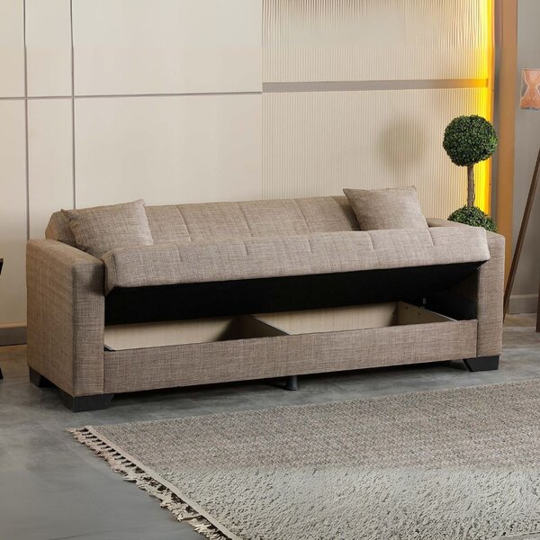 DecHome Divano Letto Clic-Clac 3 Posti Moderno in Tessuto Dimensioni 213x81x83 cm colore Camel - Moon