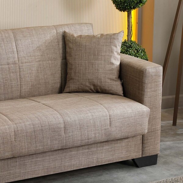 DecHome Divano Letto Clic-Clac 3 Posti Moderno in Tessuto Dimensioni 213x81x83 cm colore Camel - Moon