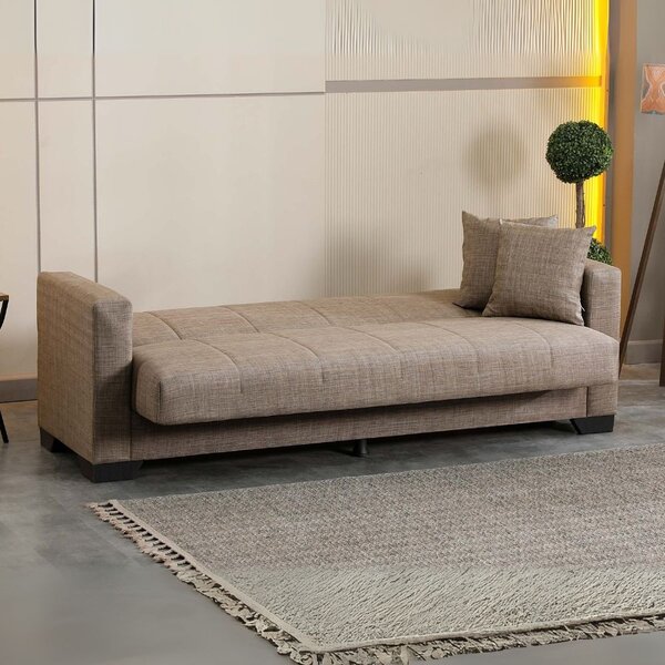 DecHome Divano Letto Clic-Clac 3 Posti Moderno in Tessuto Dimensioni 213x81x83 cm colore Camel - Moon