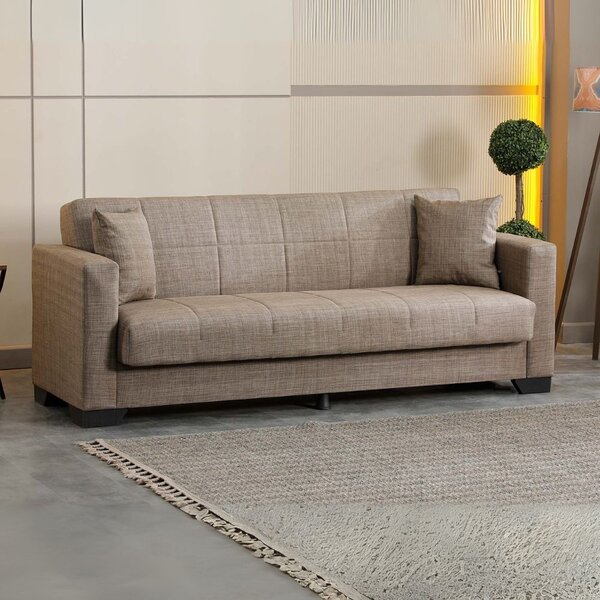 DecHome Divano Letto Clic-Clac 3 Posti Moderno in Tessuto Dimensioni 213x81x83 cm colore Camel - Moon