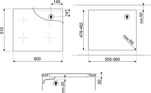 Smeg Piano Cottura a Induzione 4 Fuochi 60 cm colore Nero - SIB2641D