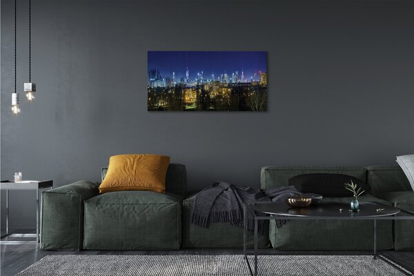 Quadro su tela Panorama notturno di Varsavia 100x50 cm