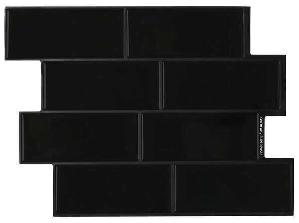 Piastrella subway 10 pcs Nero 29 x 21 cm Poliuretano e PET