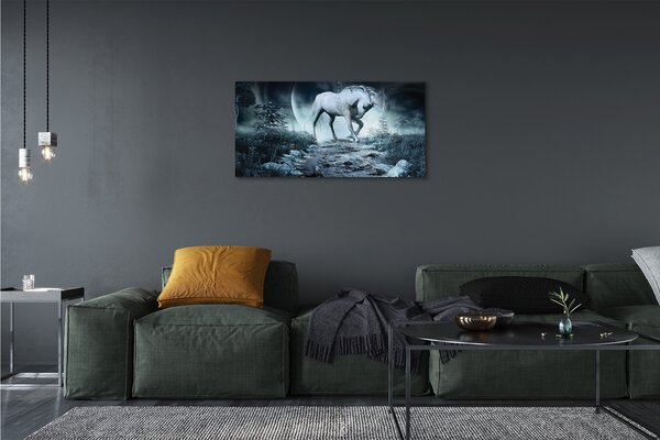Quadro su tela Forest Unicorn Moon 100x50 cm