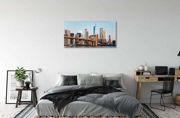 Quadro su tela Bridge fiume Panorama 100x50 cm