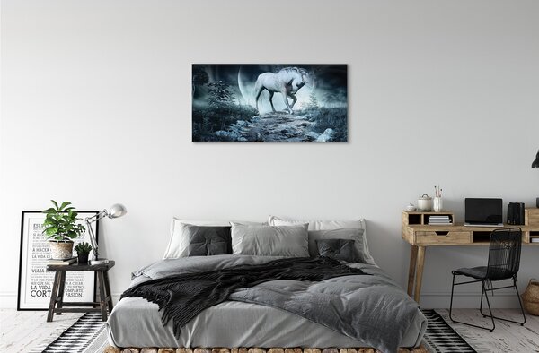 Quadro su tela Forest Unicorn Moon 100x50 cm