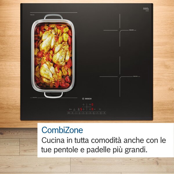 Bosch Piano Cottura a Induzione 4 Fuochi Larghezza 80 cm CombiZone colore Nero - PVS83KHC1Z