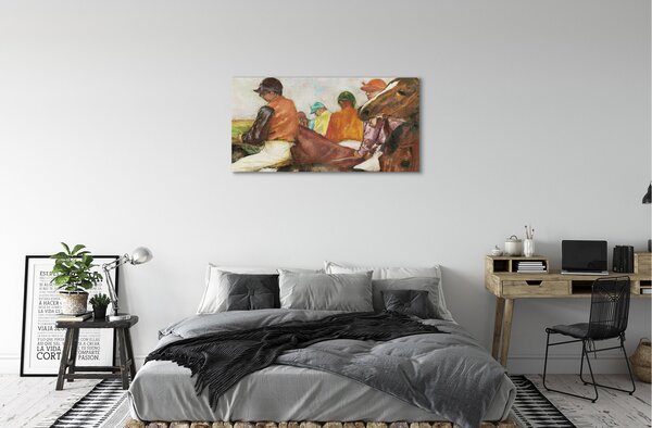 Stampa quadro su tela Rider Horses Race 100x50 cm