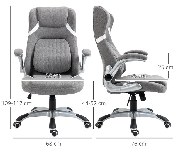 Vinsetto Sedia da Ufficio Reclinabile in Tessuto Traspirante e Acciaio con Altezza Regolabile, 68x76x109-117 cm|Aosom