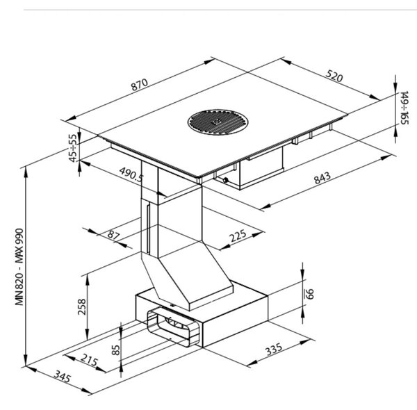 Samet Piano Cottura a Induzione con Cappa Integrata 4 Fuochi Larghezza 87 cm in Acciaio Inox - PCIC870I
