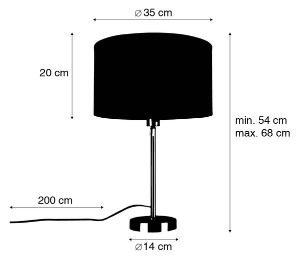 Lampada da tavolo nera regolabile con paralume grigio chiaro 35 cm - Parte