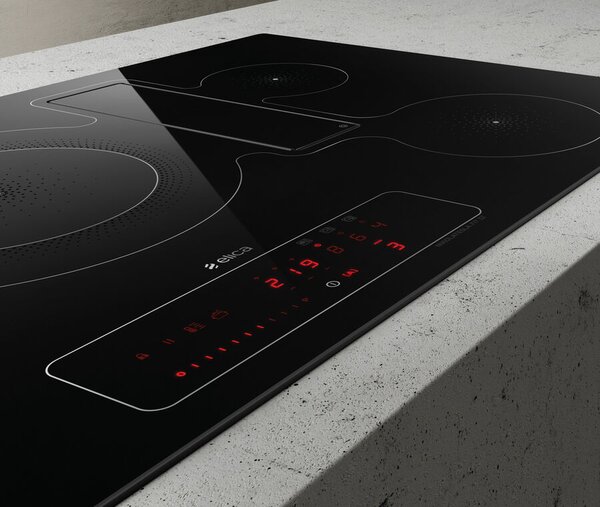 Elica Piano Cottura a Induzione con Cappa Integrata Aspirante 3 Fuochi Larghezza 60 cm colore Nero - NIKOLATESLA FIT 3Z BL/A/60
