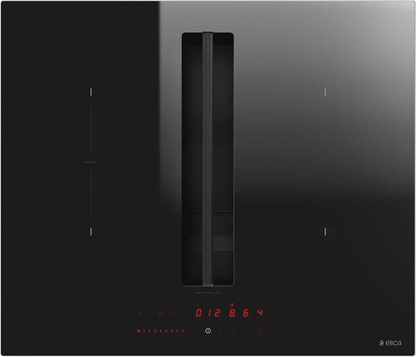 Elica Piano Cottura a Induzione con Cappa Integrata Aspirante 4 Fuochi Larghezza 60 cm in Vetro colore Nero - PRF0167053 NIKOLATESLA FIT BL/A/60