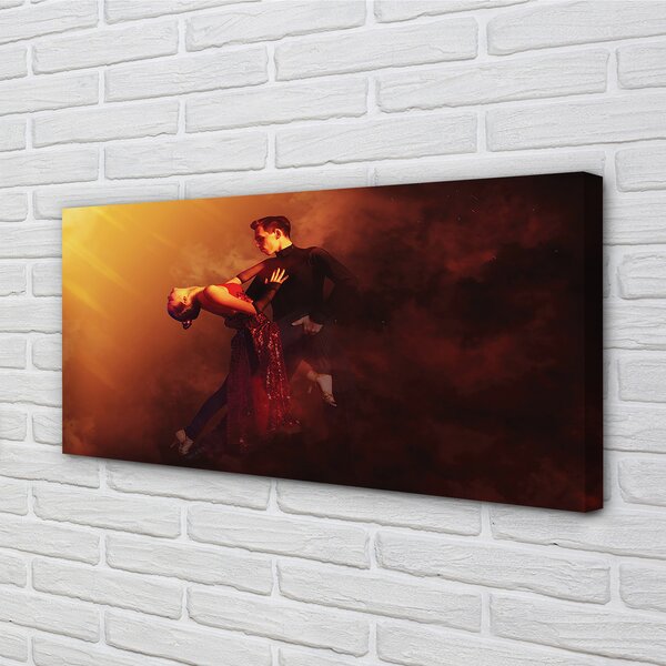 Quadro stampa su tela Le persone ballano il fumo di pioggia 100x50 cm
