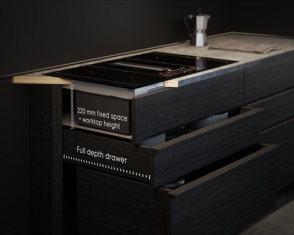 Aeg Piano Cottura a Induzione con Cappa Integrata Aspirante 4 Fuochi Larghezza 83 cm colore Nero - CCE84779FB