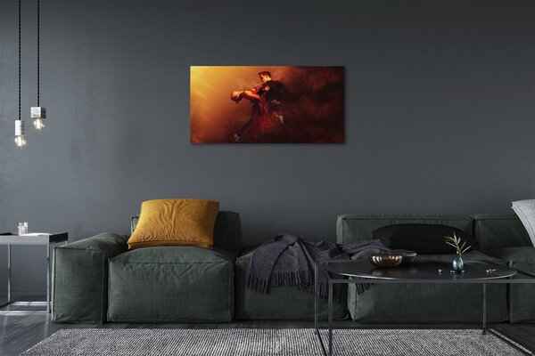 Quadro stampa su tela Le persone ballano il fumo di pioggia 100x50 cm