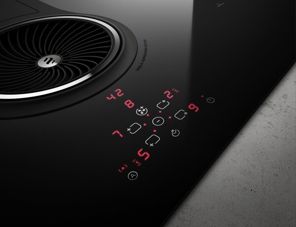 Elica Piano Cottura a Induzione con Cappa Integrata Aspirante 4 Fuochi Larghezza 83 cm in Vetro colore Nero - PRF0120977 NIKOLATESLA ONE BL/A/83