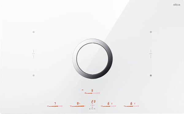 Elica Piano Cottura a Induzione con Cappa Integrata Aspirante 4 Fuochi Larghezza 83 cm in Vetro colore Bianco - PRF0196330 NIKOLATESLA SWITCH EVO W