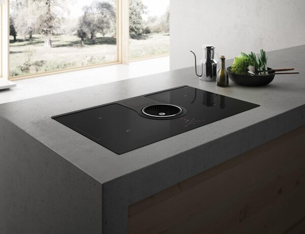 Elica Piano Cottura a Induzione con Cappa Integrata Aspirante 4 Fuochi Larghezza 83 cm in Vetro colore Nero - PRF0120977 NIKOLATESLA ONE BL/A/83