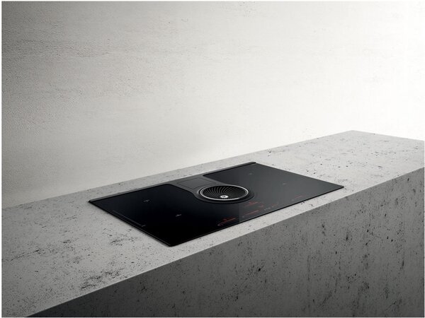 Elica Piano Cottura a Induzione con Cappa Integrata Aspirante 4 Fuochi Larghezza 83 cm in Vetro colore Nero - PRF0120977 NIKOLATESLA ONE BL/A/83