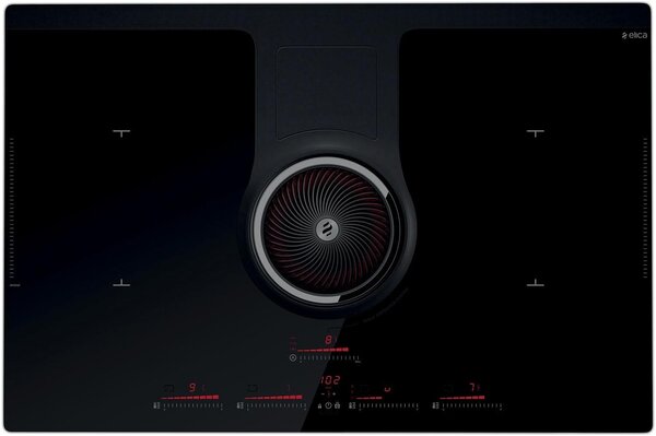 Elica Piano Cottura a Induzione con Cappa Integrata Aspirante 4 Fuochi Larghezza 83 cm in Vetro colore Nero - PRF0120977 NIKOLATESLA ONE BL/A/83