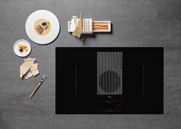 Elica Piano Cottura a Induzione con Cappa Integrata Aspirante e Bilancia 4 Fuochi (2 Bridge Zone) Larghezza 83 cm colore Nero - PRF0196340 NikolaTe