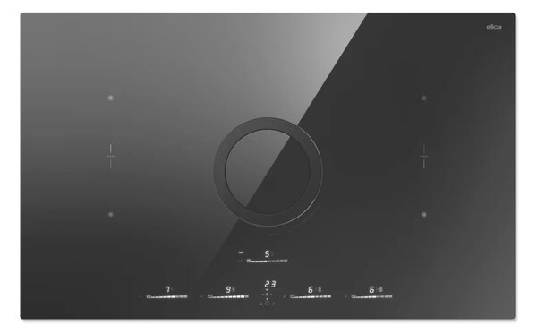 Elica Piano Cottura a Induzione con Cappa Integrata Aspirante 4 Fuochi Larghezza 83 cm in Vetro colore Nero - PRF0196335 NikolaTesla Switch Glow EV