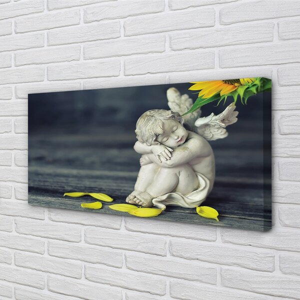 Quadro su tela Dormire l'angelo di girasole 100x50 cm