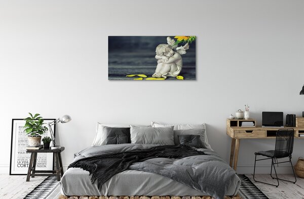 Quadro su tela Dormire l'angelo di girasole 100x50 cm