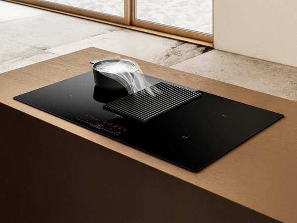 Elica Piano Cottura a Induzione con Cappa Integrata Aspirante/Filtrante 4 Fuochi Larghezza 83 cm in Vetro colore Nero - PRF0182325 NikolaTesla PRIM