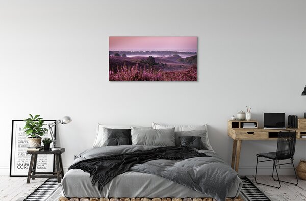 Quadro su tela Campo heather 100x50 cm