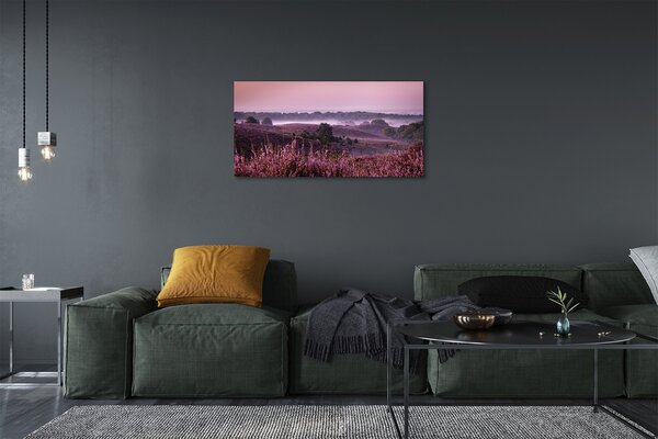 Quadro su tela Campo heather 100x50 cm