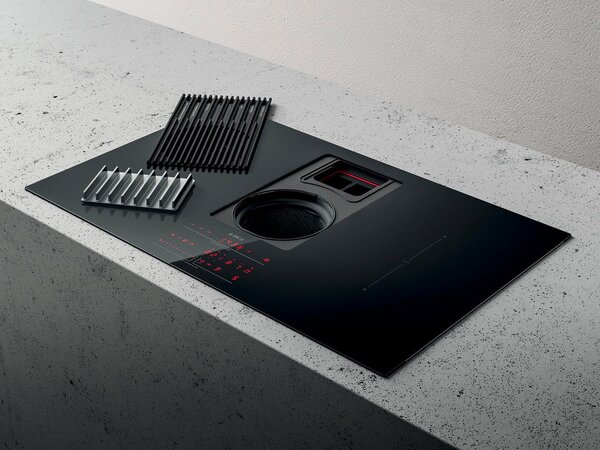 Elica Piano Cottura a Induzione con Cappa Integrata Filtrante e Bilancia 4 Fuochi (2 Bridge Zone) Larghezza 83 cm colore Nero - NIKOLATESLA LIBRA B