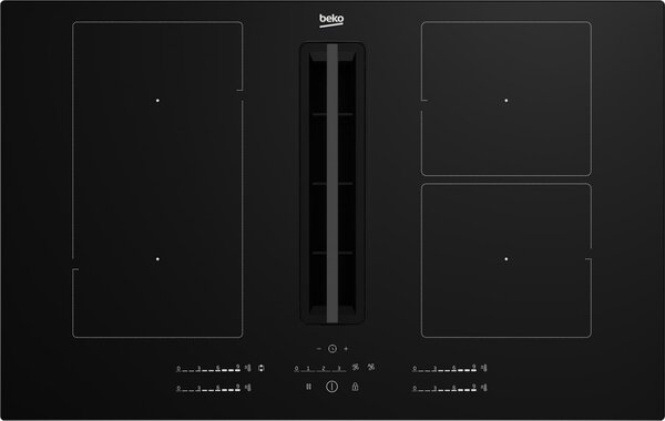Beko Piano Cottura a Induzione con Cappa Integrata Aspirante/Filtrante 4 Fuochi Larghezza 82 cm in Vetro colore Nero - HIXI 84700 UF